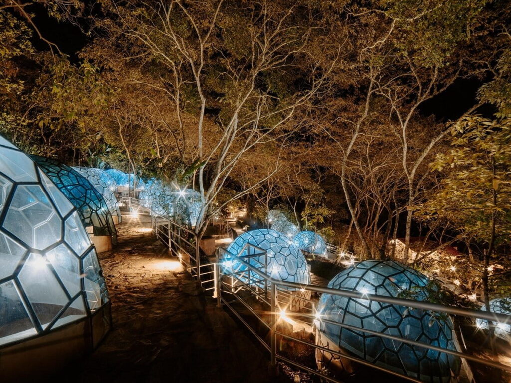 Salkantay Trek 4 days glamping — luxury geodesic dome camp on the way to Machu Picchu
