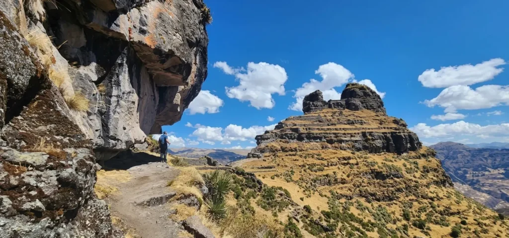 Scenic view of Waqrapukara fortress in Cusco, Peru.